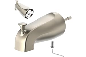 GOLD-HAO-THE-BATHROOM Bathtub Tub Spout with Diverter 5 Inch – Universal Front Diverter Tub Faucet Replacement, Metal Brushed Nickel Finish, 1/2 Inch Copper Pipe Connection, Bath Spout for Shower and Bathtub