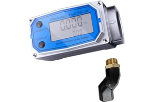 ZHIPURUL 1 Inch Digital Turbine Fuel Flow Meter NPT Thread Flowmeter Electronic Water Flow Meter for Water Diesel Gas Oil Gasoline and Other Liquids Supports Gallon QTS PTS L m³ (Blue 1+Swivel, 1IN)
