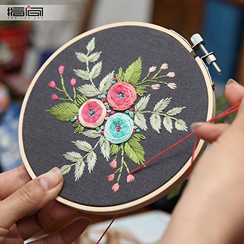 Cross Stitch Stamped Embroidery Kit - Eafior DIY Beginner Counted Starter Cross Stitch Kit for Art Craft Handy Sewing Including Color Pattern Embroidery Cloth,Embroidery Hoop,Color Threads,Tools Kit