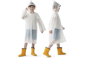 Opret 2 Pack Raincoats for Kids, Reusable Rain Ponchos with Hood and Sleeves Waterproof Rain Coats for Boys and Girls