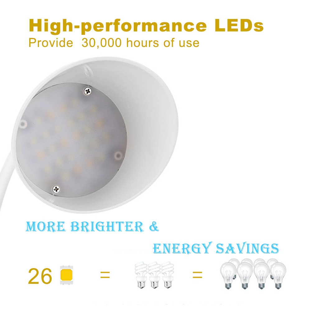 LED Floor Lamp Standing Reading Lamp, Dimmable Adjustable Gooseneck Desk Table Lamp (4 Color Temperatures, 8W, Floor Light for Living Room, Bedroom, Office) (Trumpet White)