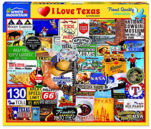 White Mountain Puzzles New I Love Texas, 1,000 Piece Jigsaw Puzzle