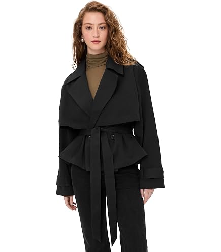 Amazon.com: Theory Women's Crop Trench, Black, XXS-XS : Clothing