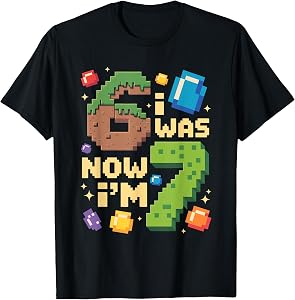 Retro I was 6 Now I'm 7 Birthday Gift for Boys Kid Cute T-Shirt