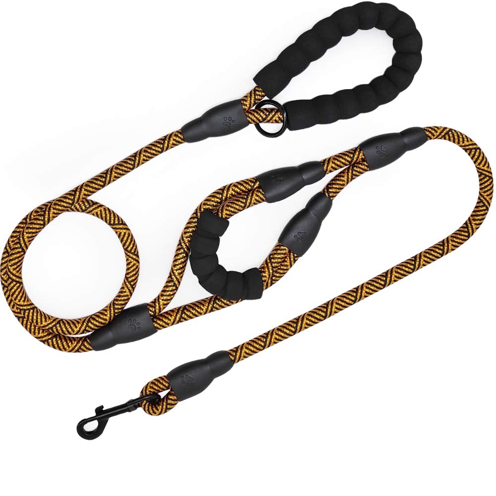 MayPaw Dual Handle Dog Lead, 6FT Heavy Duty Traffic Rope Dog Leash, Two Soft Handles Medium Large Dog Lead for Daily Walking Training Safety Controlling