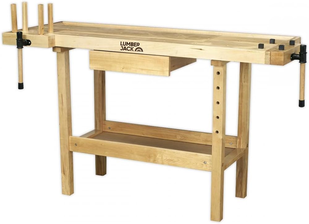 LUMBER JACK WB1520D4 Heavy-Duty Hardwood Workbench 1520x620mm 7" Vise