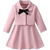 USKIDKK Toddler Baby Girl Dress Coat Long Sleeve Solid Color Buttons Jacket Coat Fall Winter Outfit