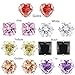 XZP Mixed Shapes Stainless Steel Stud Earrings Heart Square Round Fashion Zirconia Jewelry 7 Pairs In Set For Women Gift 5mm