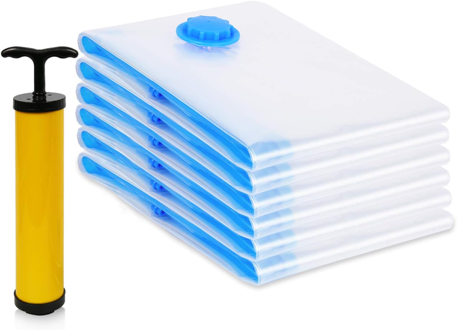Vanble Jumbo Space Saver Vacuum Storage Bags with Free Travel Hand Pump for Clothes, Duvets, Blankets, Pillows & Travel - Double-Zip Seal and Triple Seal Turbo - Save 80% Space(6 Pcs, 80x120cm)