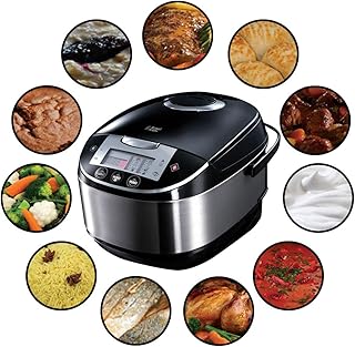 Russell Hobbs Multicooker 5,0l (digitales Display + Timer), 11 Kochprogramme (Schongarer, Dampfgarer, Slow Cooker, Reiskocher, Joghurtbereiter etc.), Anti-Kondensations-Deckel, Cook@Home 21850-56