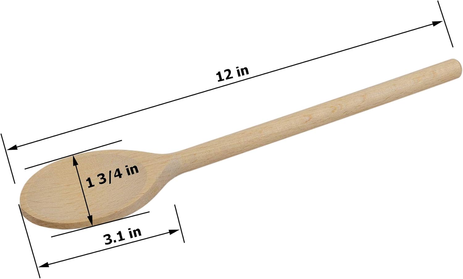 BICB 12-Inch Long Handle Wooden Cooking Mixing Oval Spoons, Beechwood (Set of 6): Home & Kitchen