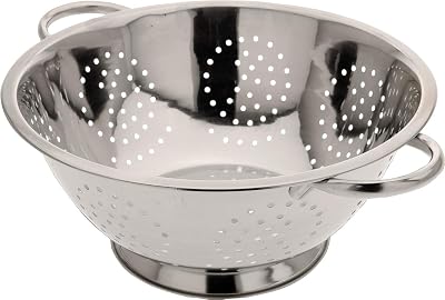 ABRUS Stainless Steel Colander 24cm with Sturdy Base and Wide Handle