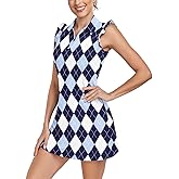 Soneven Womens Tennis Dress Sleeveless Golf Dresses with Shorts and Pockets Ruffle Sleeve Workout Athletic Dresses