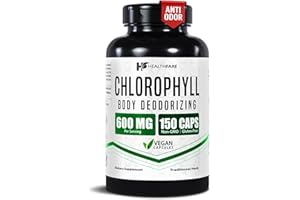 Healthfare Chlorophyll Capsules 600mg | Internal Deodorant & Body Odor Support | 150 Veg Pills for Women & Men | Premium Plant-Based Supplement | Vegan, Non-GMO, Gluten-Free | Made in USA