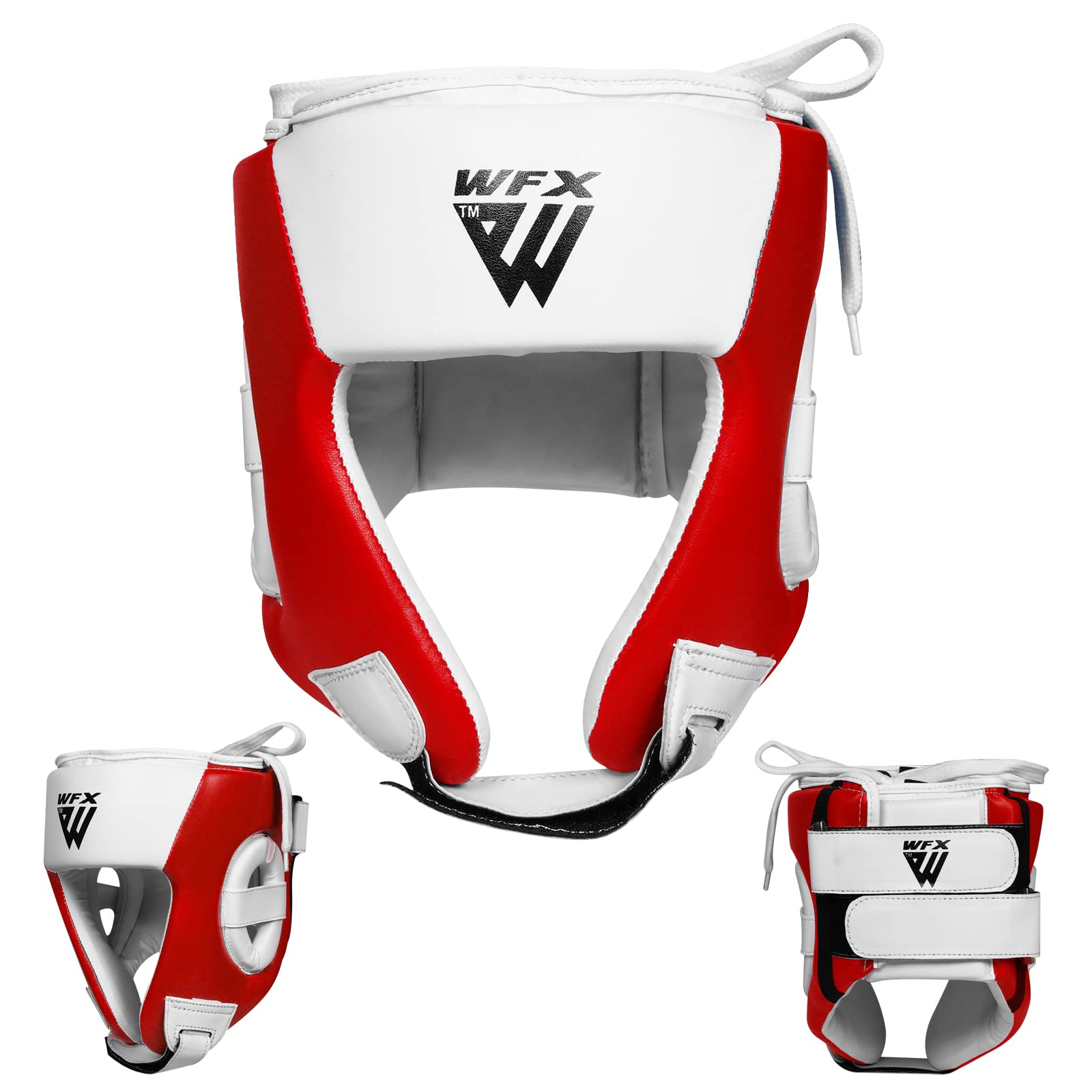 WFX Kids Headguard for Boxing, MMA Training and Kickboxing, Junior Children Maya Hide Leather Head Guard for Face and Ear Protection, Headgear for Sparring, Muay Thai and Taekwondo Helmet (Red)