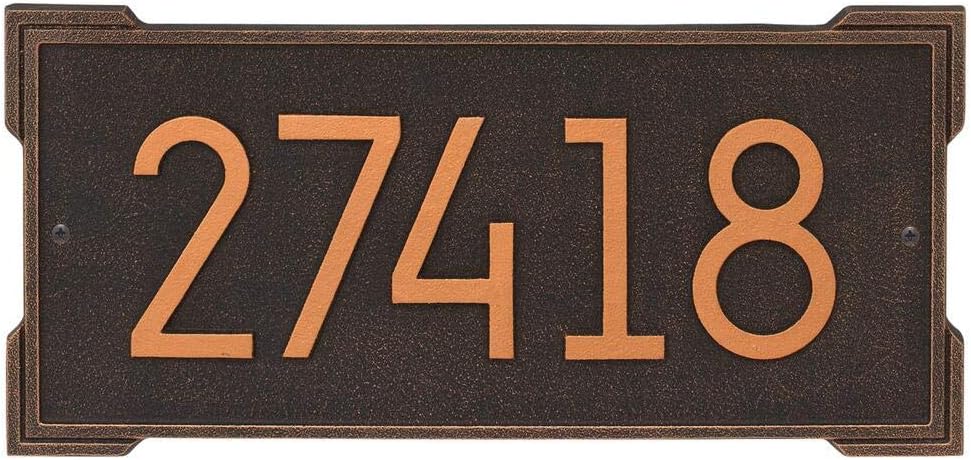 Address Signs - Whitehall Products 3371OB Roanoke Modern Personalized Wall Plaque in Oil Rubbed Bronze 16.25 x 7.75 x .325