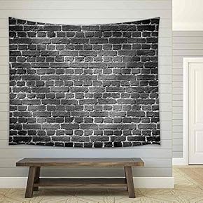 Old Dark Brick Wall, Texture Background - Fabric Wall Tapestry Home Decor - 51x60 inches