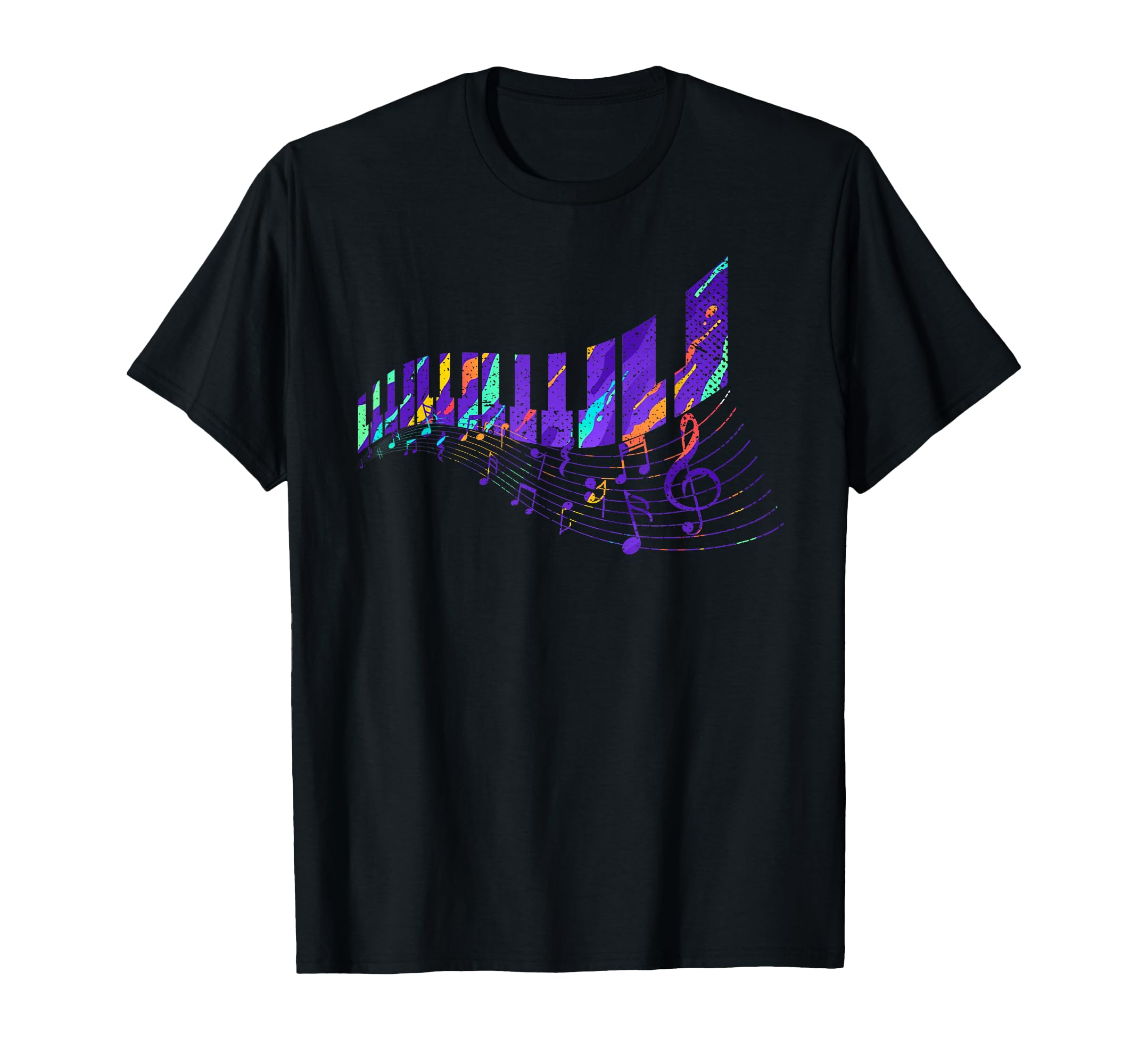 Music Notes Keyboard Pianist Colorful Music Instrument Piano T-Shirt