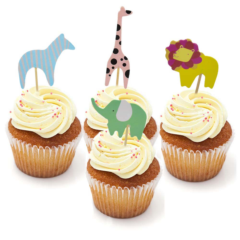Galleon Hzonline Wild Animals Zoo Cupcake Toppers Lion Elephant