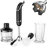KOIOS 800-Watt/ 12-Speed Immersion Hand Blender(Titanium Reinforced), Turbo for Finer Results, 4-in-1 Set Includes BPA-Free F
