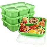 Bugucat Meal Prep Containers 4 Pack, Bento Box 32OZ, Lunch Box with 4 Compartments and Cutlery, Bento Lunch Box for Adults, S