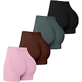 YWBIN 4 Pack Women Workout Gym Impact Shorts Seamless Scrunch Butt Lifting Gym Yoga Shorts
