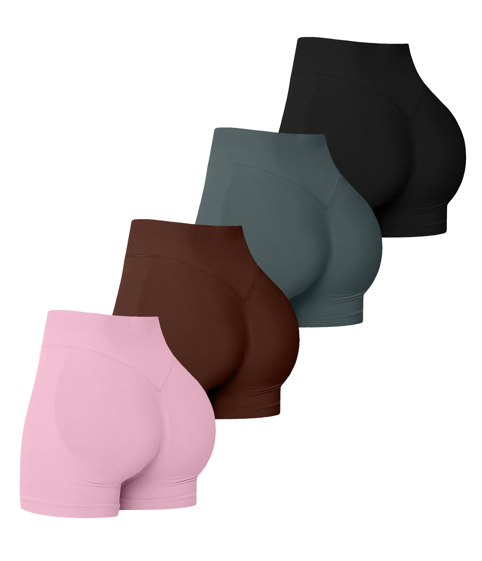 Photo 1 of YWBIN 4 Pack Women Workout Gym Impact Shorts Seamless Scrunch Butt Lifting Gym Yoga Shorts