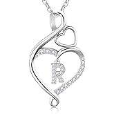 RIVIKO Valentines Day Gifts for Her-Infinity Heart Initial Necklace for Women,925 Sterling Silver Letter Pendant Personalized Jewelry,Birthday Mother's Day Gifts for Mom Women Wife Friend