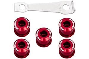 YBEKI 7075-T651 Aircraft-Grade Chainring Bolts Kit - CNC Machined for Road/MTB (Single & Double Chainring), Includes 4.9mm & 6.4mm Bolts + Heat-Treated Mounting Wrench, Anodized Anti-Corrosion