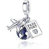 MULA 925 Sterling Silver Charms for Bracelets and Necklaces Airplane Passport Dangle Pendants Beads Butterfly Dragonfly Charms Jewelry Charm for Women