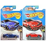 Hot Wheels 2016 Night Burnerz Ford Shelby GT350R Mustang Blue and Red SET OF 2