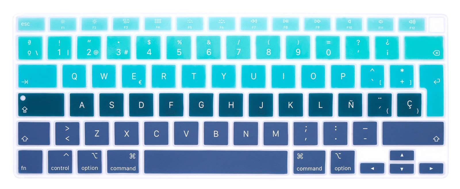 MMDW Spanish Language ESP Keyboard Cover A2179 Silicone Protective Skin Keyboard Protector for MacBook Air 13 inch with Touch ID A2337 M1 Chip European Layout(2020 Release),Ombre Green