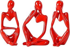 BMLCGJ Thinker Statue Gold Decor Abstract Art Sculpture, Golden Resin Collectible Figurines for Home Living Room Office Shelf Decoration, Great Gifts Ideas (Red)