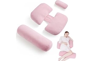 TokSay Large Size Pregnancy Pillows for Sleeping, 4PCS Maternity Pillow for Pregnant Women, Body Pillow Support for Back, Leg, Belly and Hip, with Washable Velvet Cover (Pink)