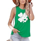 For G and PL Women's St. Patrick's Green Tank Tops Lucky Shamrock Clover Sleeveless Shirt