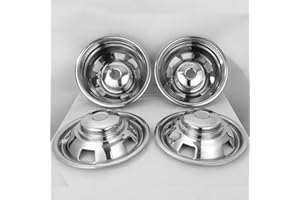 CITYHOT Set of 4 17inch Polished Stainless Steel Dually Wheel Simulators, Shiny 8-Lug Bolt On Wheel Covers with Removable Centre Cap,8 Lug Hubcaps Fit for 2003-2018 Dodge Ram 3500 2WD/4WD P17R8