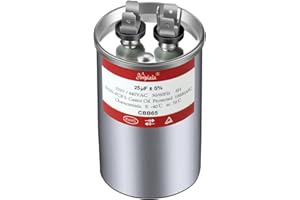 AMPTATA AC Capacitor, 25uf CBB65 Capacitor for AC/HVAC/Air Conditioner/Pool Pump/Condenser Fan Run Motor Start, 25MFD CBB65 370VAC 440VAC 450VAC 50/60Hz Carrier