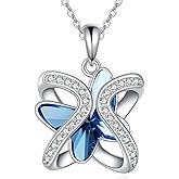 AINFQY Crystal Necklace 925 Sterling Silver Crystal Pendant Necklace for Women Gift for Women