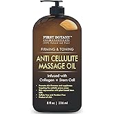 First Botany, Anti-Cellulite Massage Oil Infused with Collagen & Stem Cells - Natural Cellulite & Stretch Mark Treatment for Men & Women - 8 oz