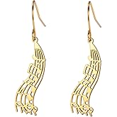 Musical Note Earring for Women Stainless Steel Delicate Chic Staff Notes Dangle Earrings Music Jewelry Gift for Musician Lover