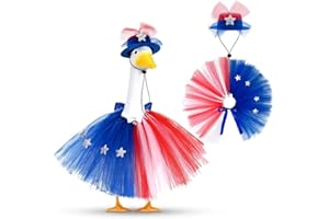 GANSHAYA 4th of July Porch Goose Outfits 23" Cement Statue Lawn Goose Independence Day Outdoor Lawn Goose Statu Decor