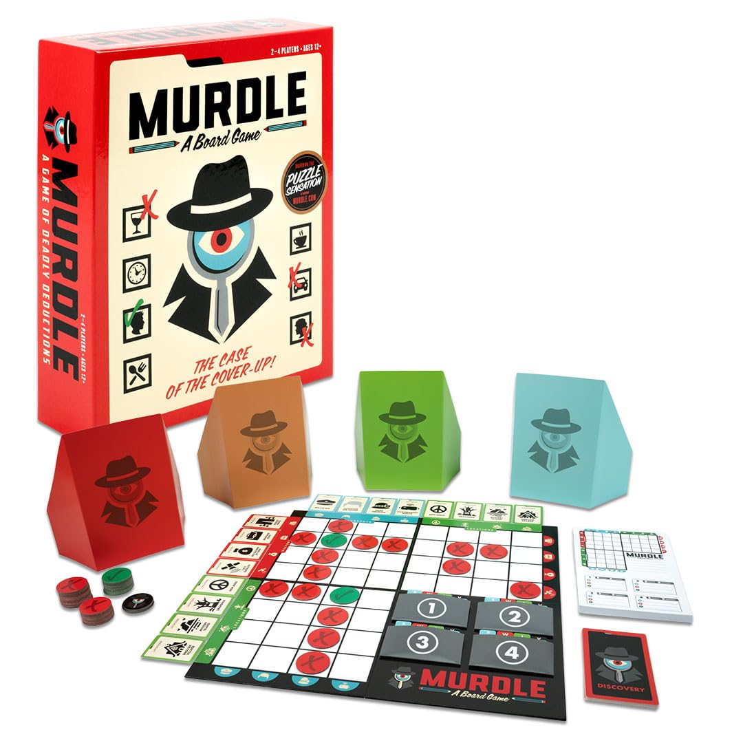 Goliath Games Presents: Murdle - The Board Game | Based on the Popular Puzzle Book | Clues, Codes, Mystery, Murdle | For 1+ Players Ages 14+