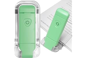 EGWASER Book Reading Light, Portable USB Rechargeable LED Clip on Book Lights for Reading in Bed, 3 Brightness Adjustable Dimmable Bookmark Light for Eye-Protection, Reading Lamp (Green)