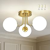 Cargifak 3-Globe Gold Semi Flush Mount Ceiling Light in a Modern Farmhouse Design is Ideal for Living Rooms, Bedrooms, or Din