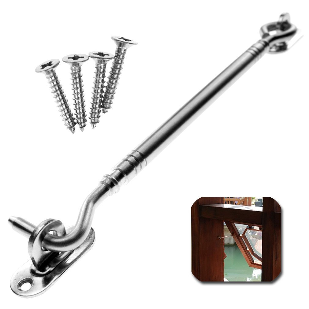 8" 10mm Dia Cabin Hook and Eye Shed Gate Door Latch Stainless Steel With Screws