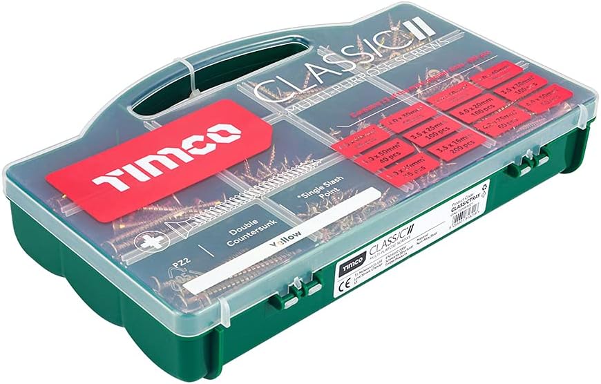 TIMCO Classic Multi-Purpose Countersunk Woodscrews Assorted Case 895pcs Gold