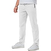 JMIERR Men's Casual Pants Cotton Twill Drawstring Elastic Waist Chino Pants with Pockets