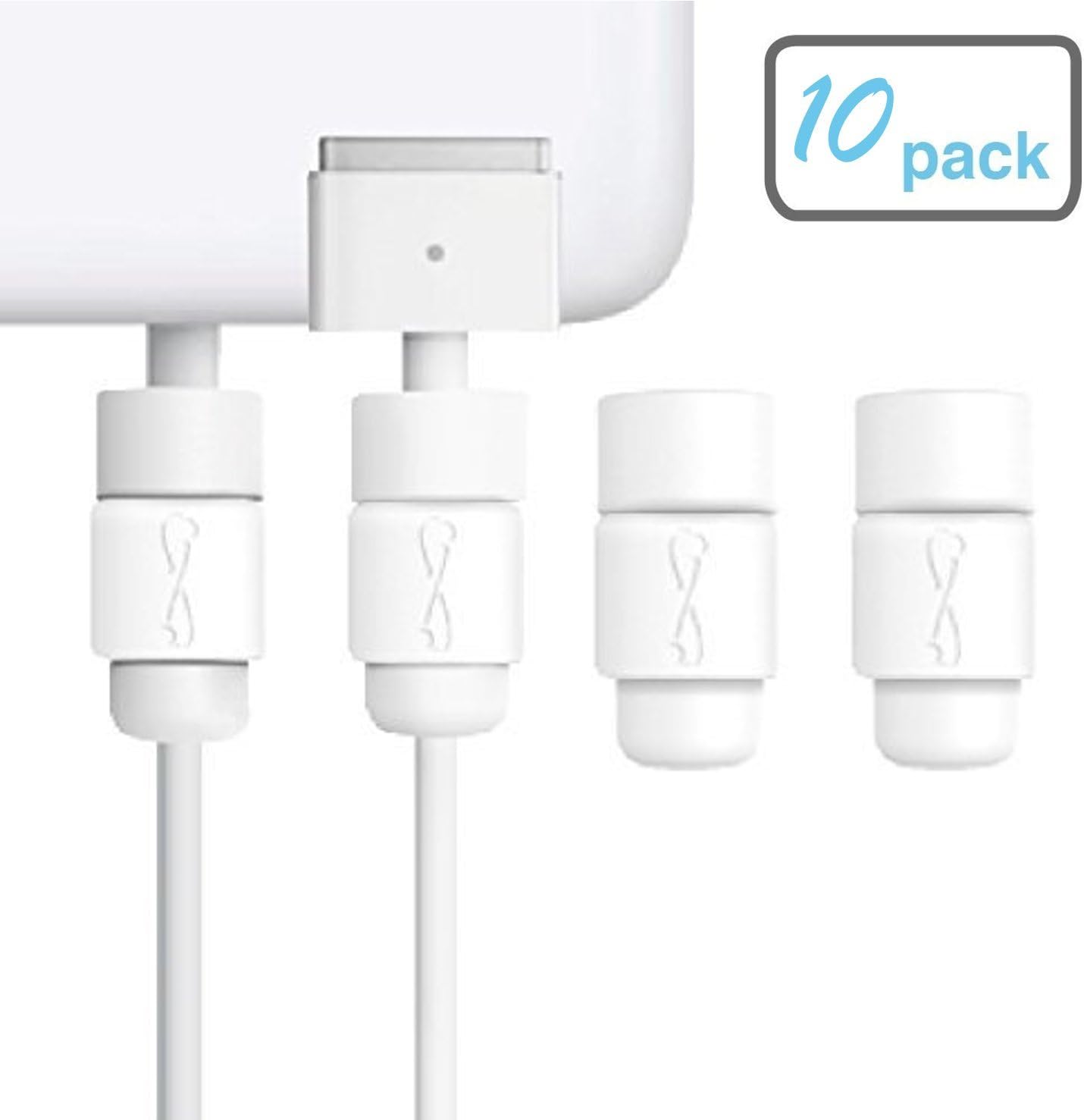 LimitStyle Charging Cord Saver Protector for MagSafe (for MacBook Pro and MacBook Air - Protective for Apple MacBook Power Cables (White, 10 Pack)