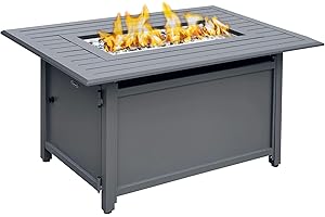 Paramount Gale Aluminum Convertible Fire Table 50,000 BTU Rectangular, Battleship Grey