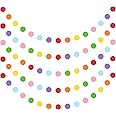 UNIIDECO 65.6 Feet Colorful Circle String, Colored Dot Door Window Streamers Paper Garland, Candy Backdrop Decor, Hanging Rainbow Birthday Party Decorations 2024 Upgraded